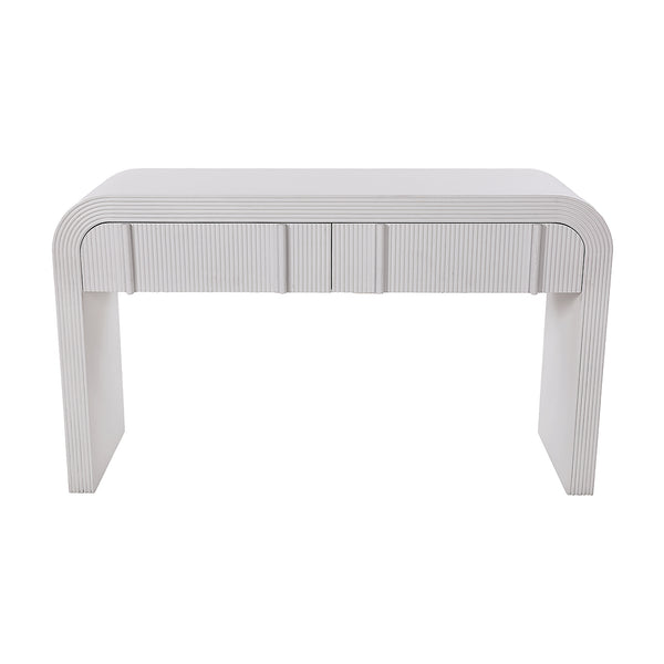 Chloe Channel 140cm Console Table Ivory and White Oak