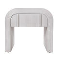 Chloe Channel Bedside Table Ivory and White Oak