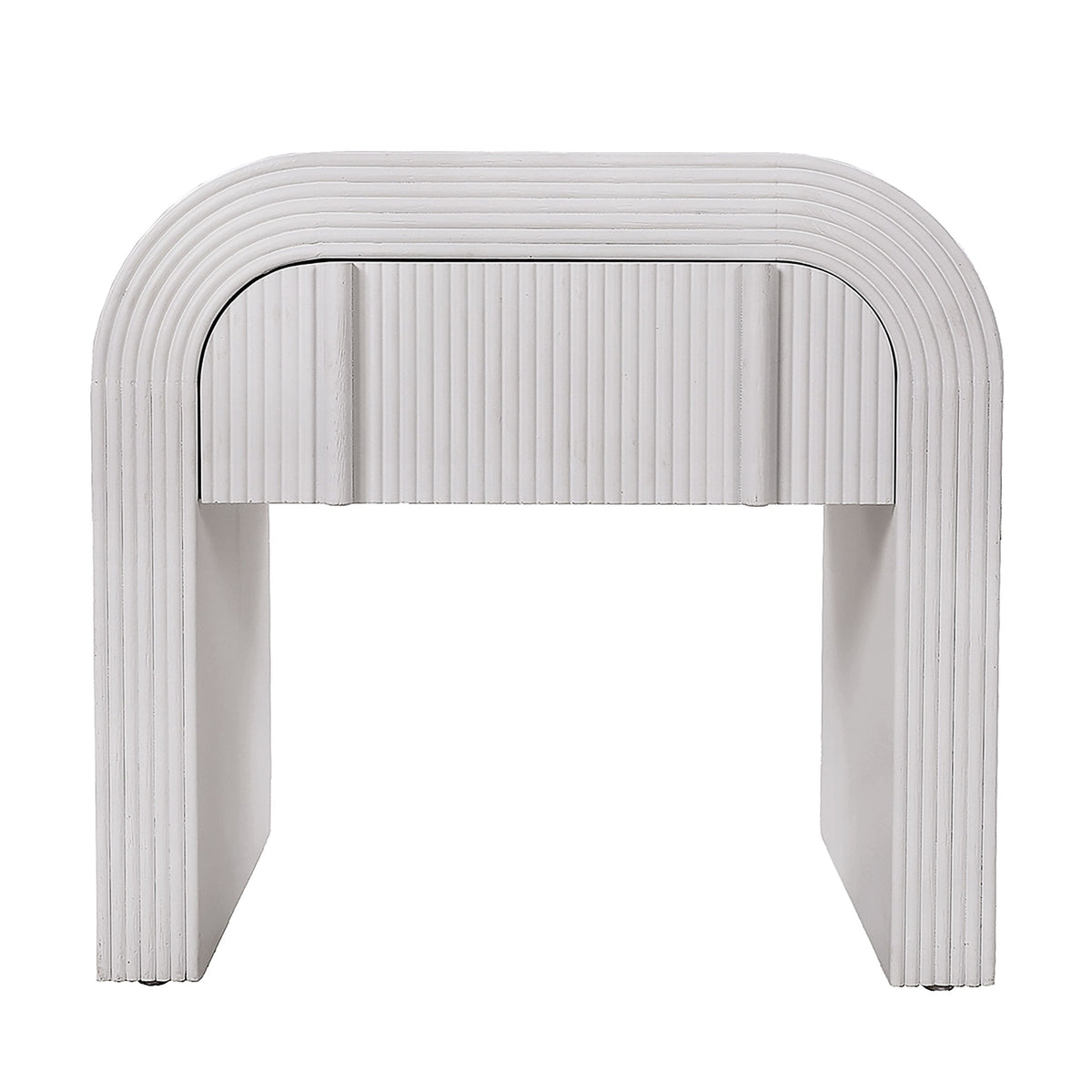 Chloe Channel Bedside Table Ivory and White Oak