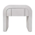 Chloe Channel Bedside Table Ivory and White Oak