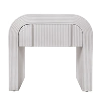 Chloe Channel Bedside Table Ivory and White Oak