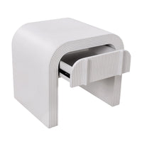 Chloe Channel Bedside Table Ivory and White Oak