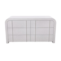 Chloe Channel Dresser Chest of 6 Drawers Ivory and White Oak
