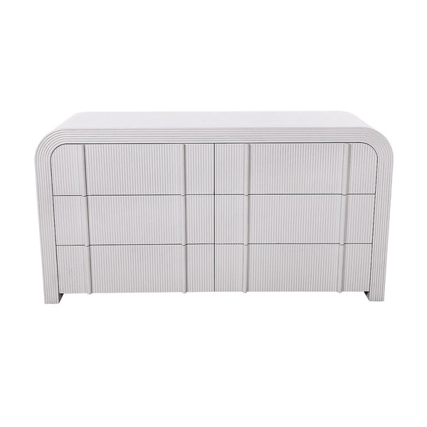 Chloe Channel Dresser Chest of 6 Drawers Ivory and White Oak
