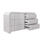 Chloe Channel Dresser Chest of 6 Drawers Ivory and White Oak