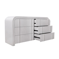 Chloe Channel Dresser Chest of 6 Drawers Ivory and White Oak
