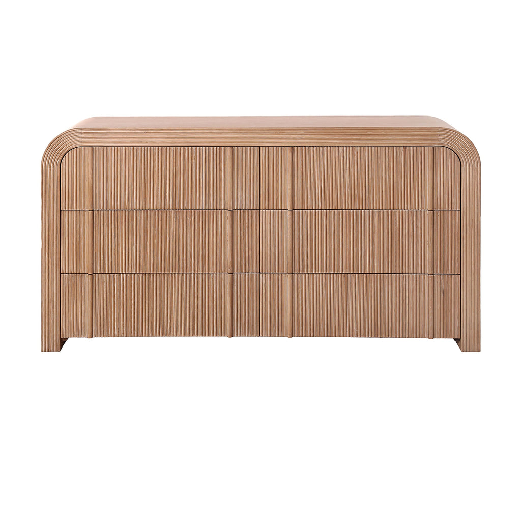 Chloe Channel Dresser Chest of 6 Drawers Natural Oak