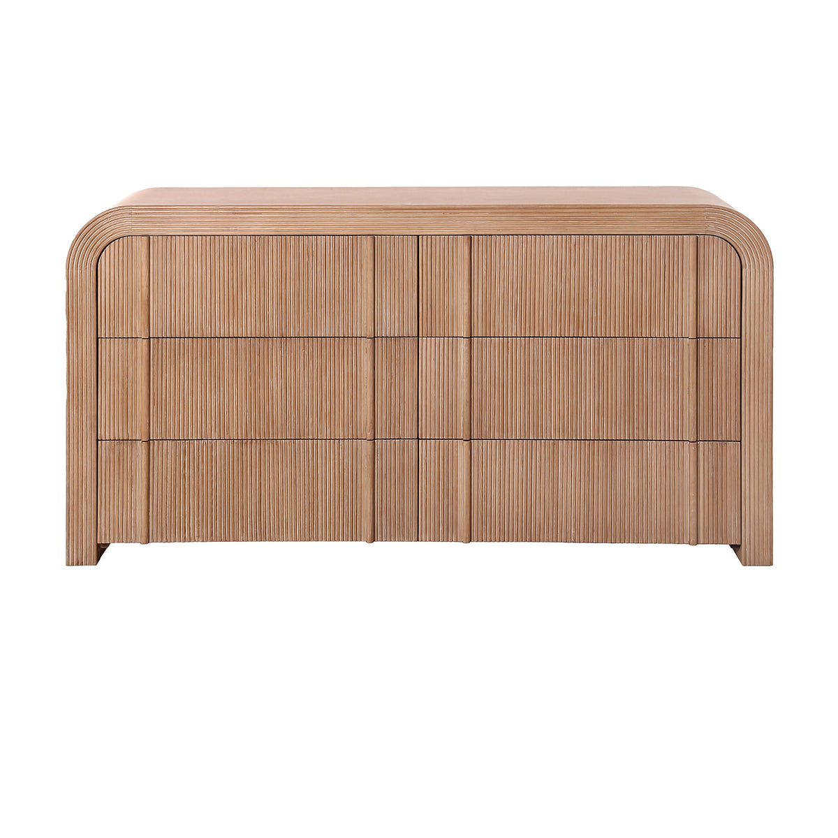 Chloe Channel Dresser Chest of 6 Drawers Natural Oak