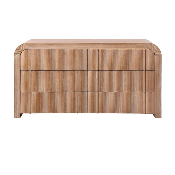 Chloe Channel Dresser Chest of 6 Drawers Natural Oak