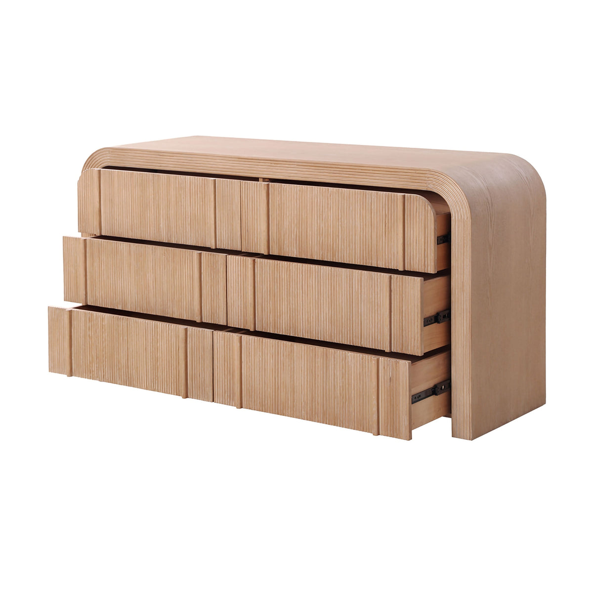 Chloe Channel Dresser Chest of 6 Drawers Natural Oak