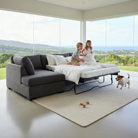 Christo 3 Seater Sofa Bed LHF Chaise Lounge Dark Grey
