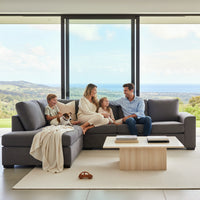 Christo 3 Seater Sofa Bed LHF Chaise Lounge Dark Grey