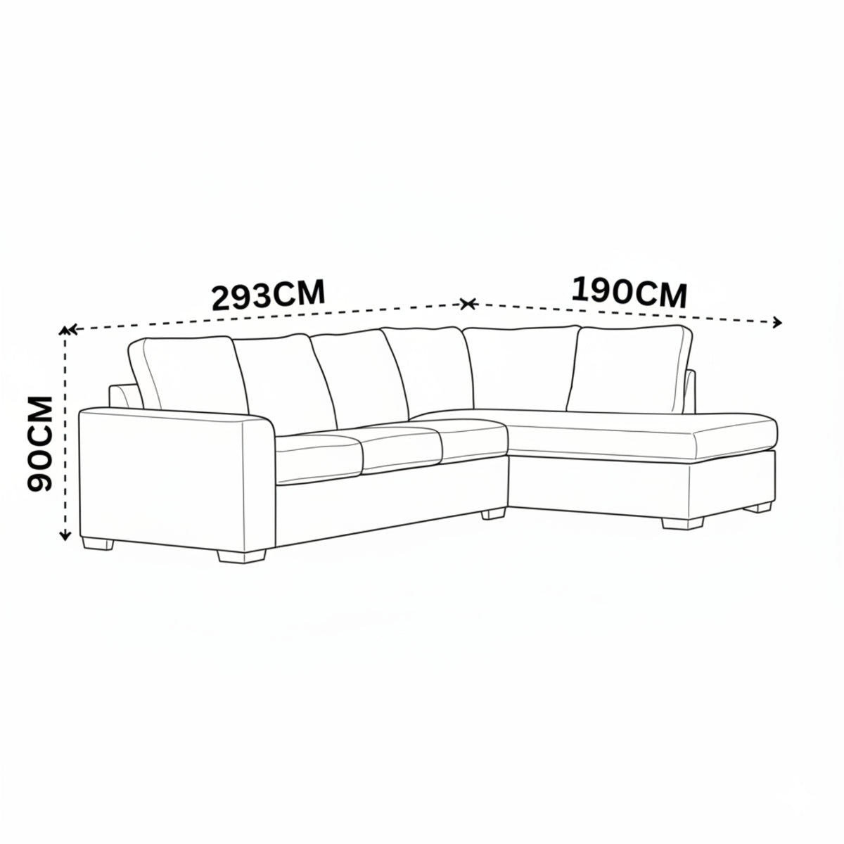 Christo 3 Seater Sofa Bed RHF Chaise Lounge Dark Grey