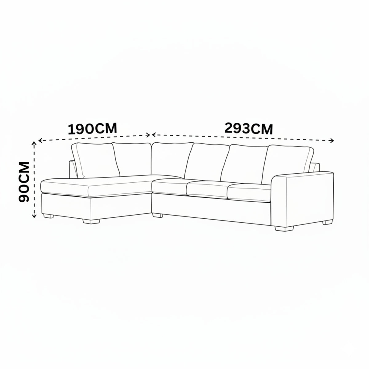 Christo 3 Seater Sofa LHF Chaise Lounge Dark Grey