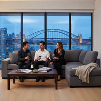 Christo 3 Seater Sofa RHF Chaise Lounge Dark Grey