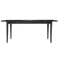 Claire 7pc Dining Set Table 180cm Solid Oak Wood Fabric Seat Chair - Black