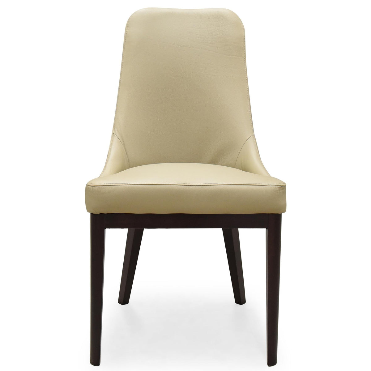 Claire Set of 2 Dining Chair Genuine Leather Solid Rubber Wood Frame - Taupe