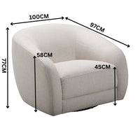 Cleopatra 1 Seater Swivel Fabric Sofa Lounge Linen Grey