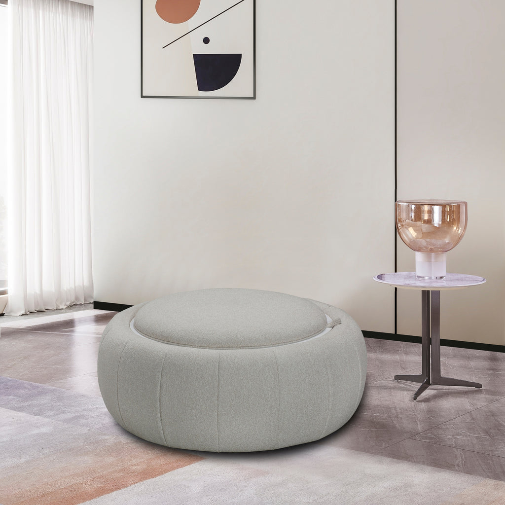 Cleopatra Fabric Ottoman Coffee Table Dual Function Linen Grey
