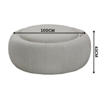 Cleopatra Fabric Ottoman Coffee Table Dual Function Linen Grey