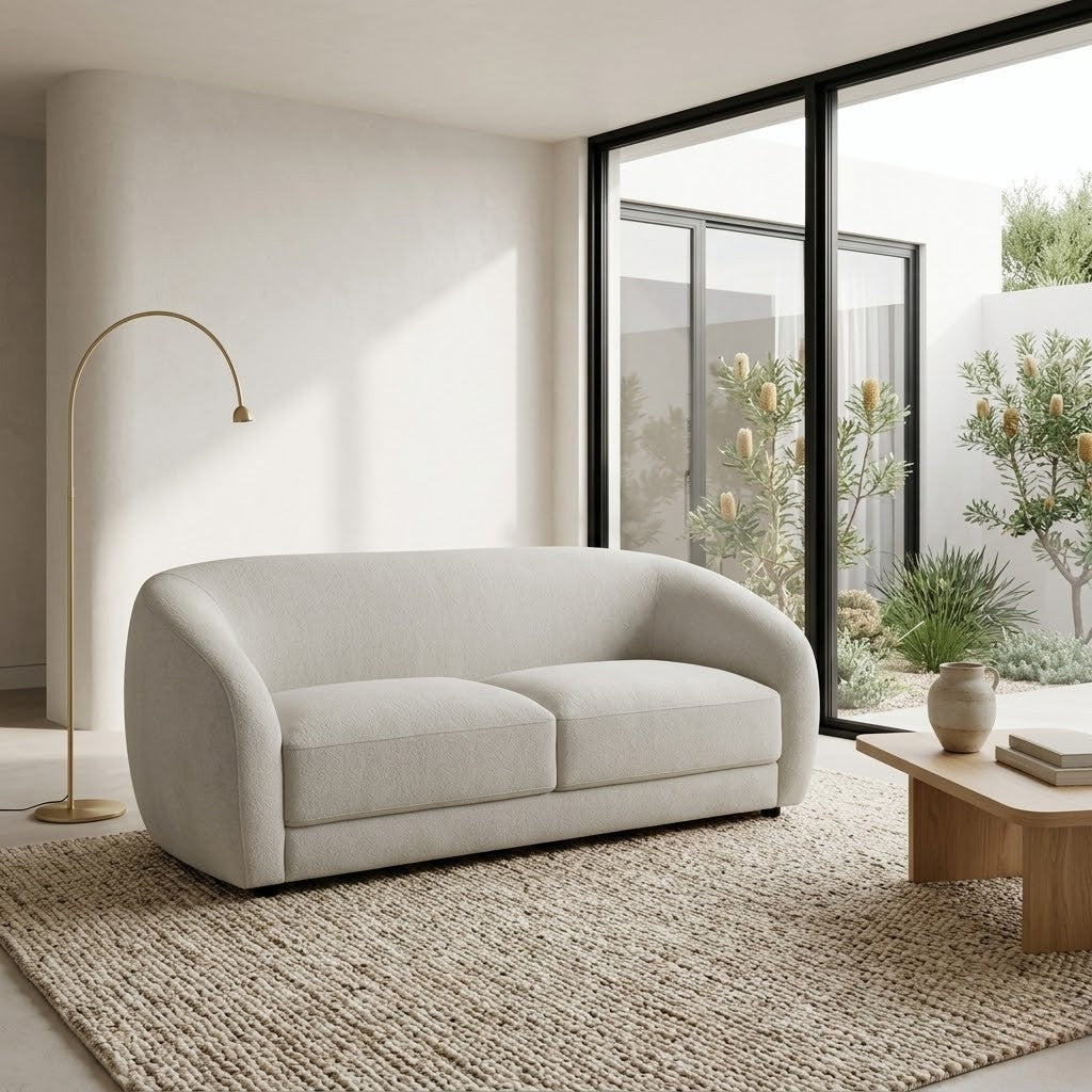 Cleopatra 2 Seater Fabric Sofa Lounge Linen Grey