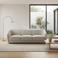 Cleopatra 3 Seater Fabric Sofa Lounge Linen Grey