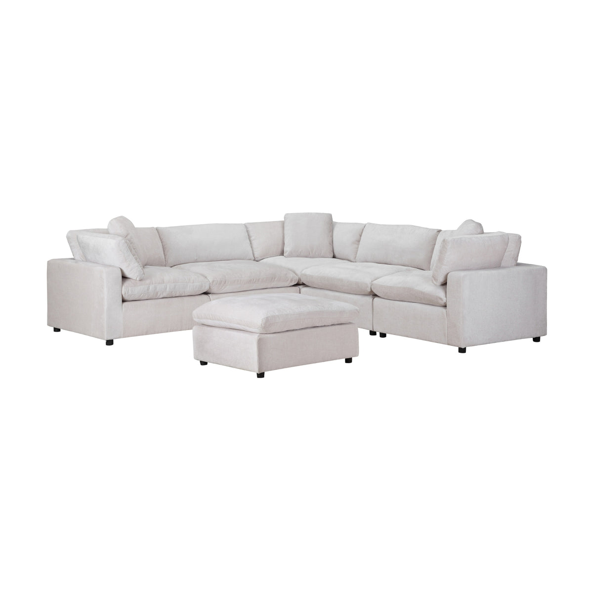 Cloud 4 Seater Modular Corner Sofa Lounge with Ottoman Beige