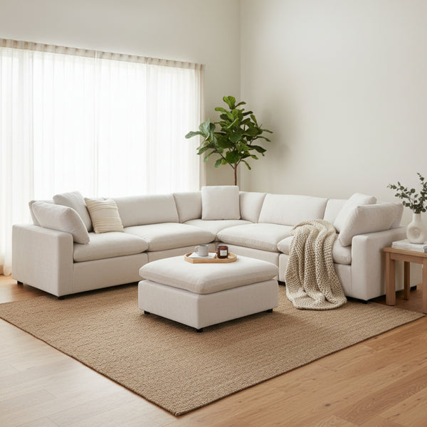 Cloud 4 Seater Modular Corner Sofa Lounge with Ottoman Beige