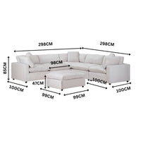 Cloud 4 Seater Modular Corner Sofa Lounge with Ottoman Beige