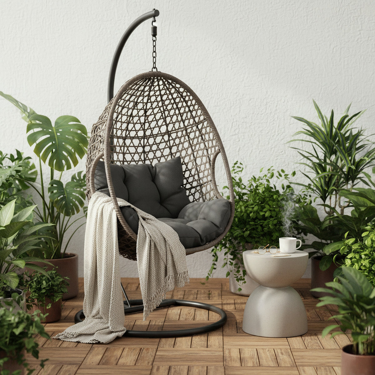 Cocoon Swing Hanging Pod Chair Daybed Grey