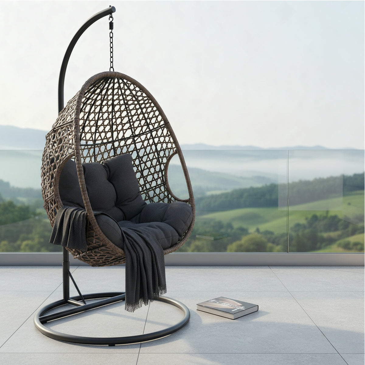 Cocoon Swing Hanging Pod Chair Daybed Grey