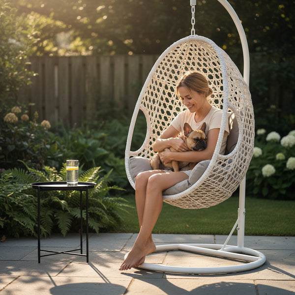 Cocoon Swing Hanging Pod Chair Daybed White