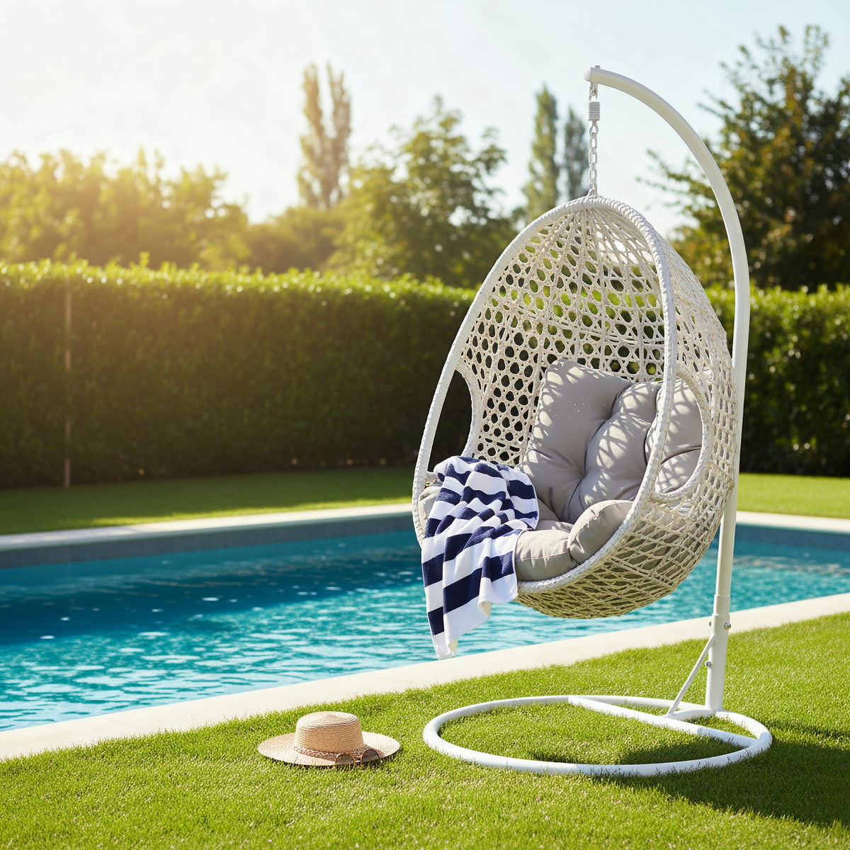 Cocoon Swing Hanging Pod Chair Daybed White