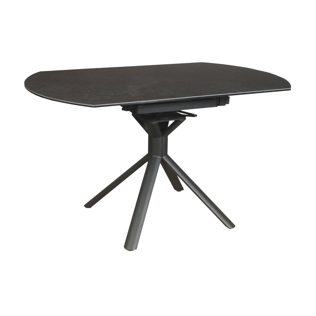 Colin 90-135cm Extendable Round Dining Table Ceramic Tempered Glass Top Dark Grey