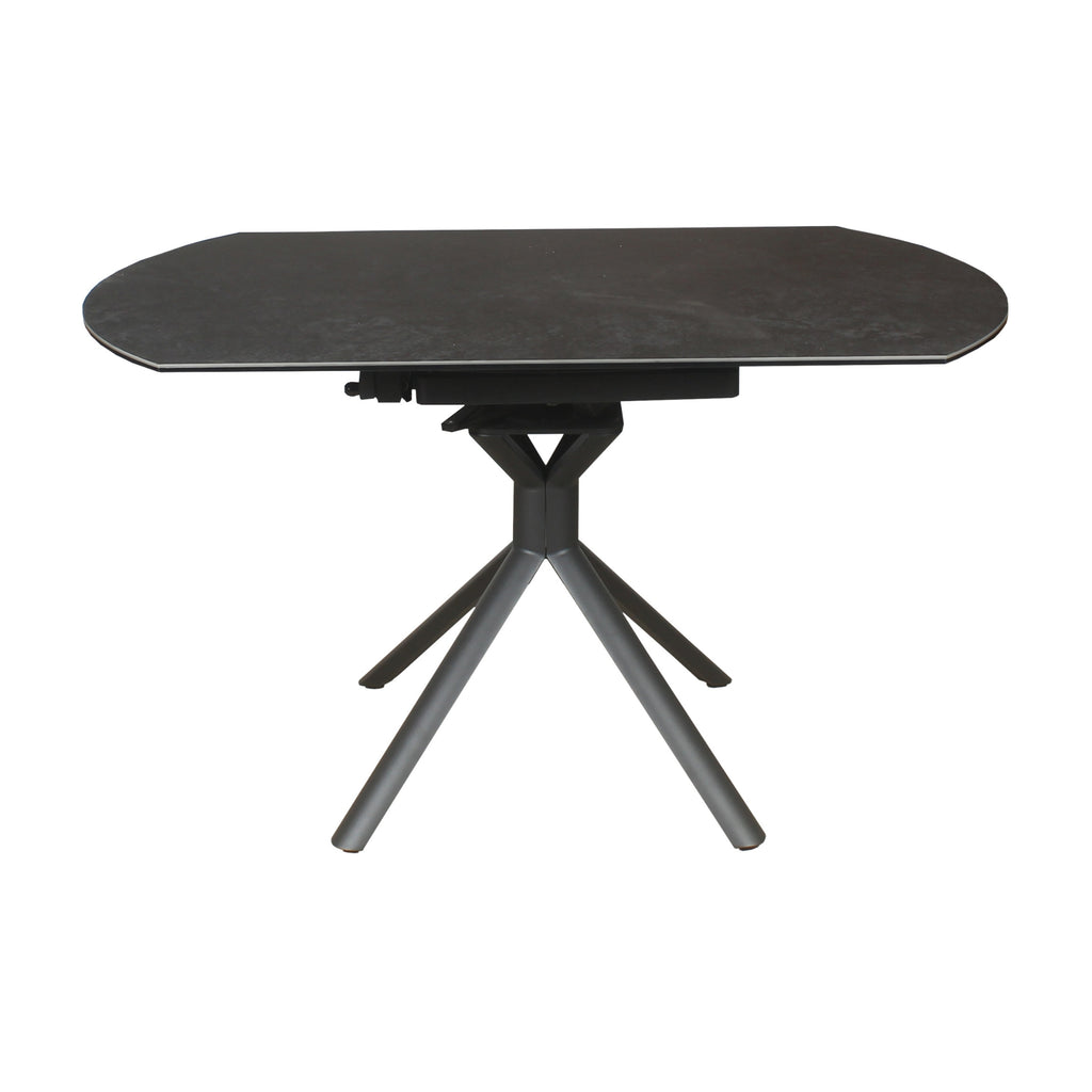 Colin 90-135cm Extendable Round Dining Table Ceramic Tempered Glass Top Dark Grey