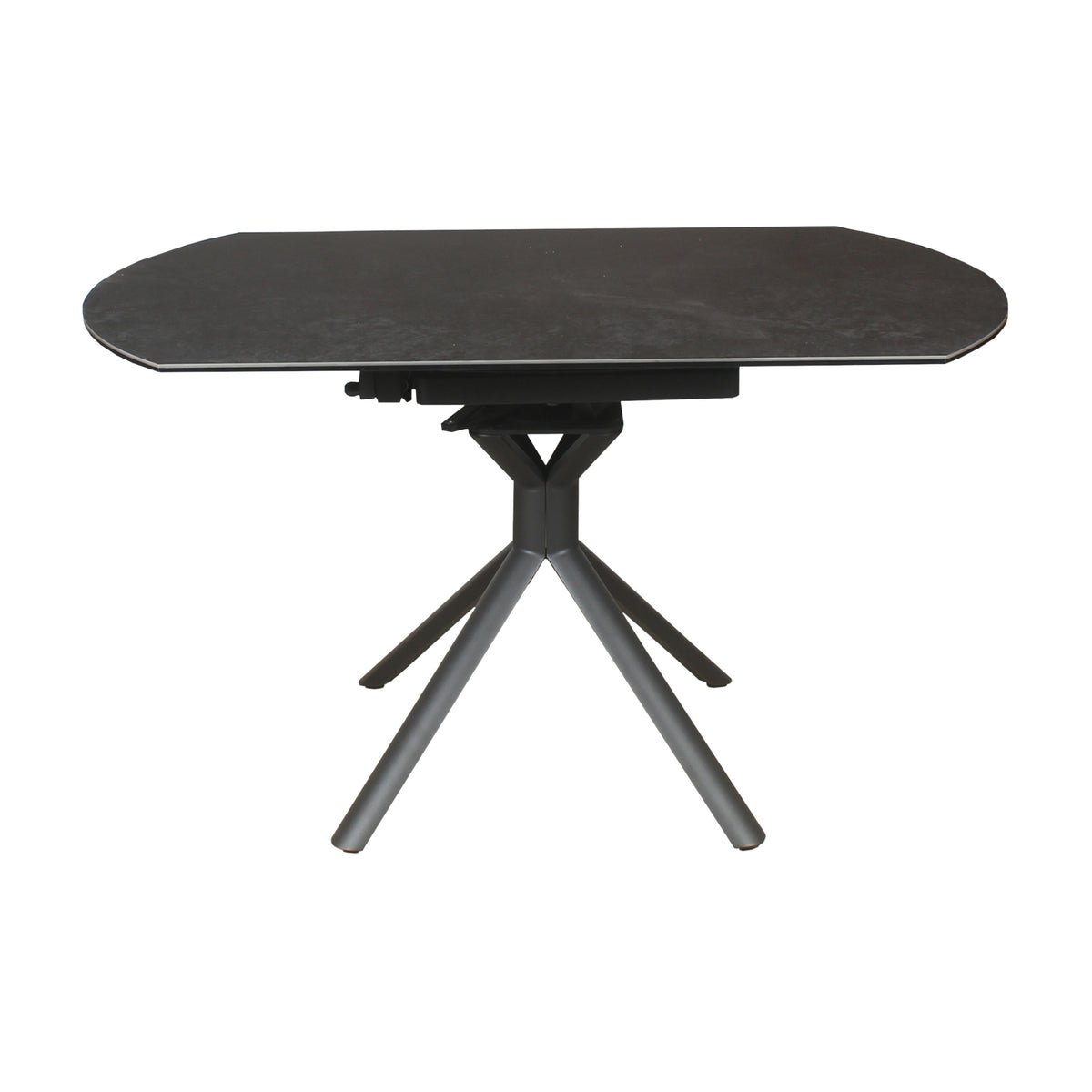 Colin 90-135cm Extendable Round Dining Table Ceramic Tempered Glass Top Dark Grey