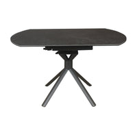 Colin 90-135cm Extendable Round Dining Table Ceramic Tempered Glass Top Dark Grey