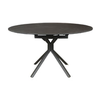 Colin 90-135cm Extendable Round Dining Table Ceramic Tempered Glass Top Dark Grey