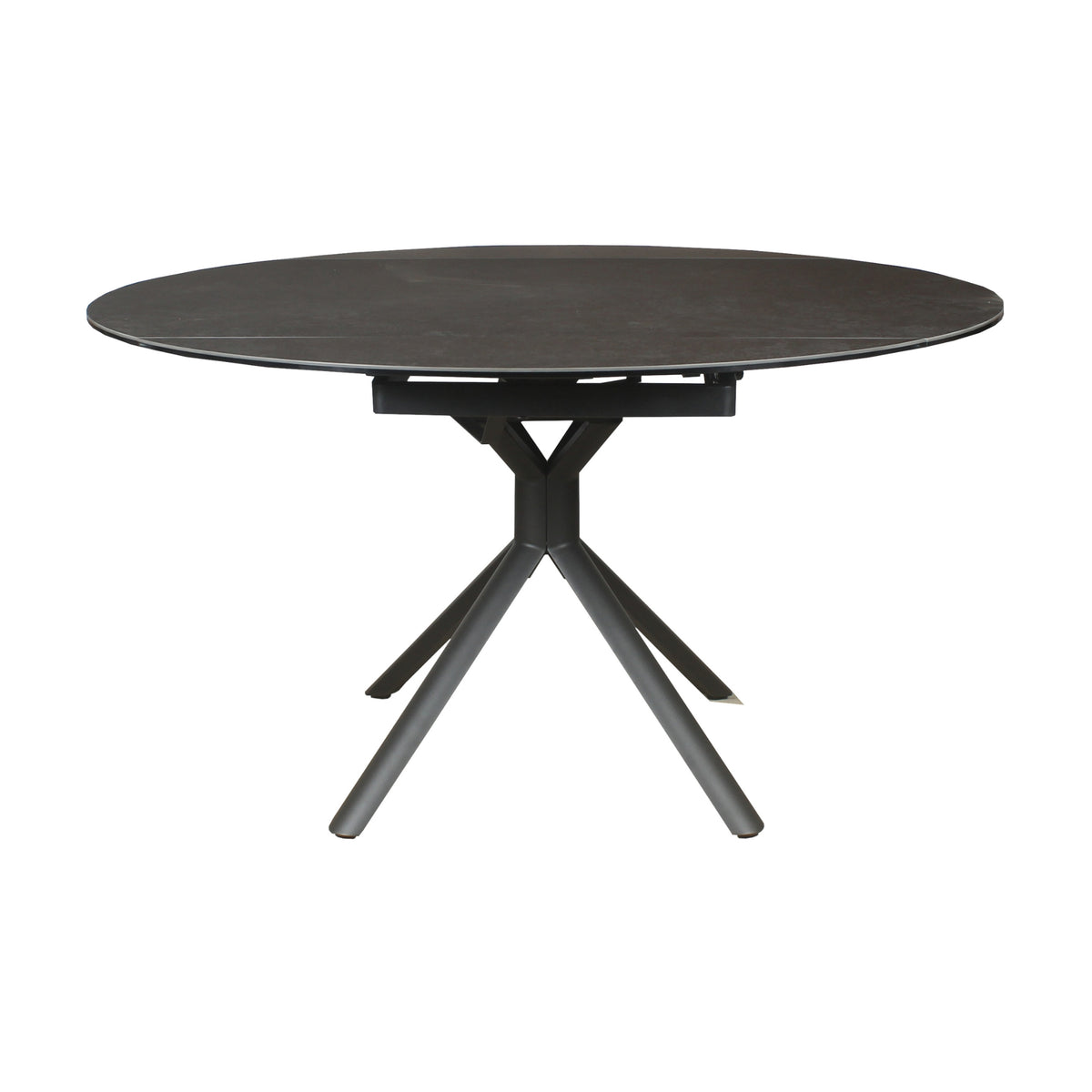 Colin 90-135cm Extendable Round Dining Table Ceramic Tempered Glass Top Dark Grey