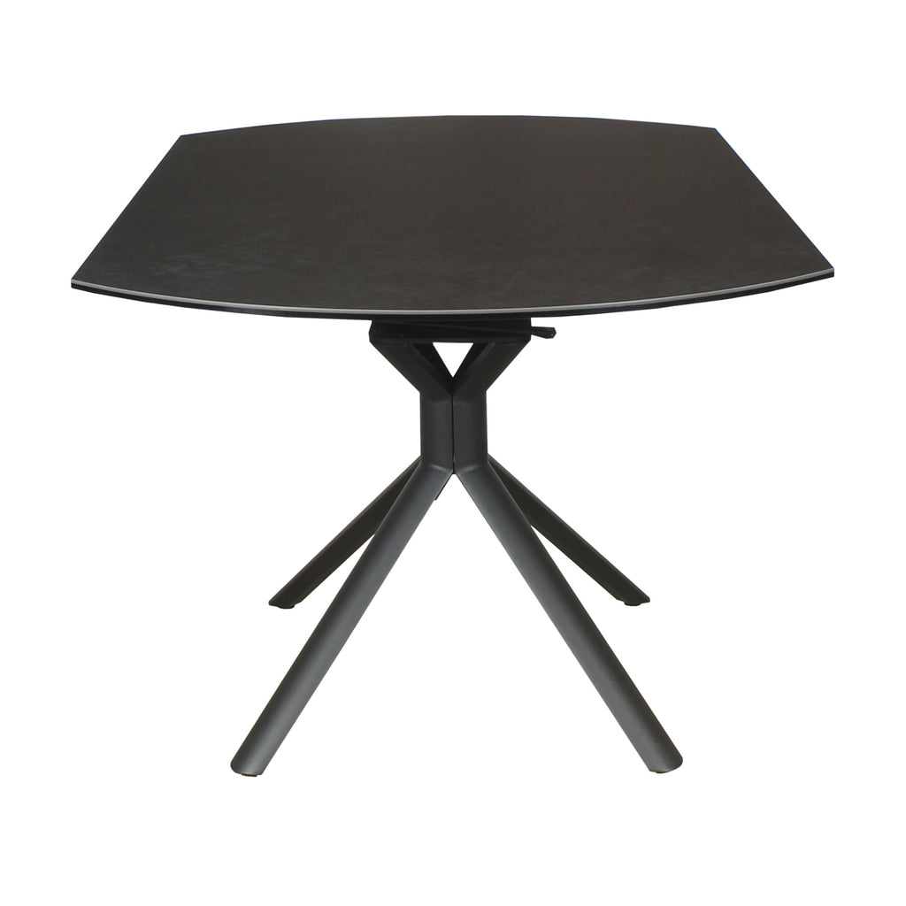 Colin 90-135cm Extendable Round Dining Table Ceramic Tempered Glass Top Dark Grey