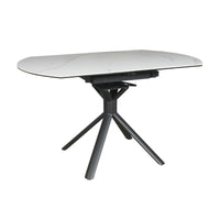 Colin 90-135cm Extendable Round Dining Table Ceramic Tempered Glass Top White