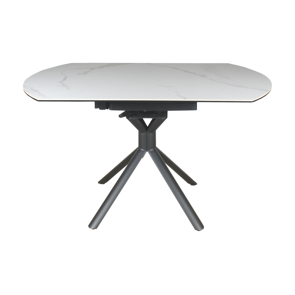 Colin 90-135cm Extendable Round Dining Table Ceramic Tempered Glass Top White