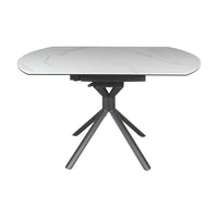 Colin 90-135cm Extendable Round Dining Table Ceramic Tempered Glass Top White