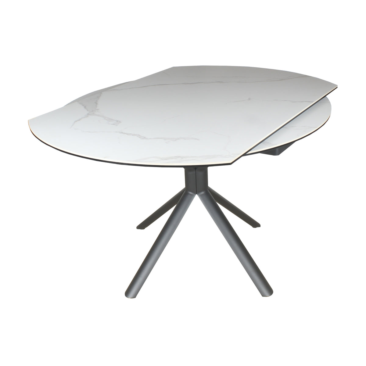 Colin 90-135cm Extendable Round Dining Table Ceramic Tempered Glass Top White