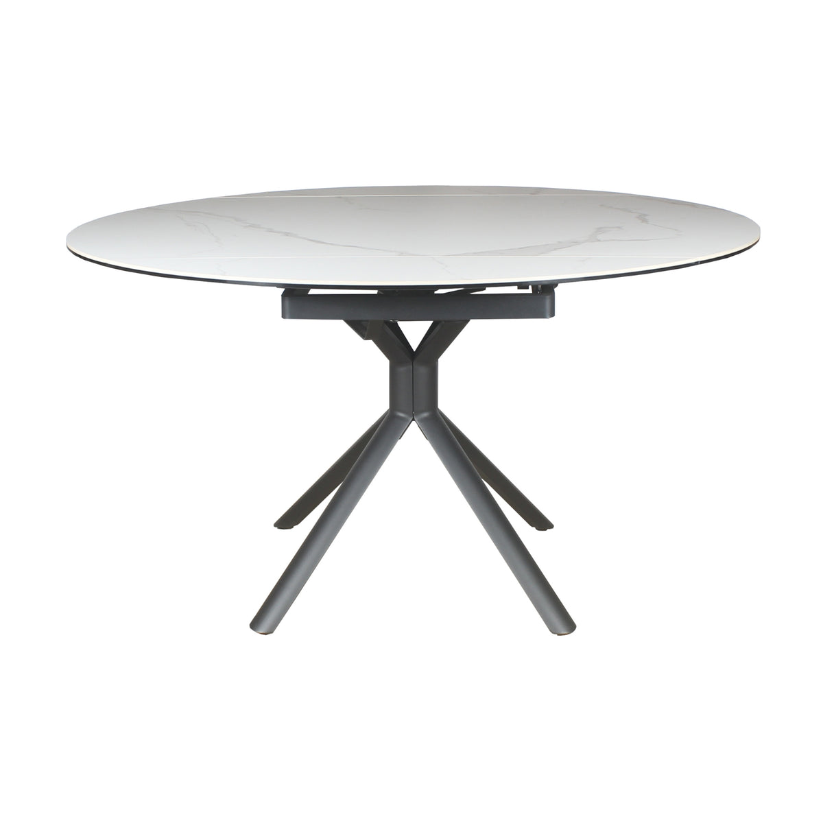 Colin 90-135cm Extendable Round Dining Table Ceramic Tempered Glass Top White