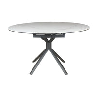 Colin 90-135cm Extendable Round Dining Table Ceramic Tempered Glass Top White