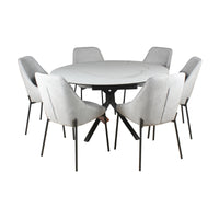 Colin 90-135cm Extendable Round Dining Table Ceramic Tempered Glass Top White