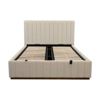 Collin Queen Bed Frame Gas Lift Storage Beige