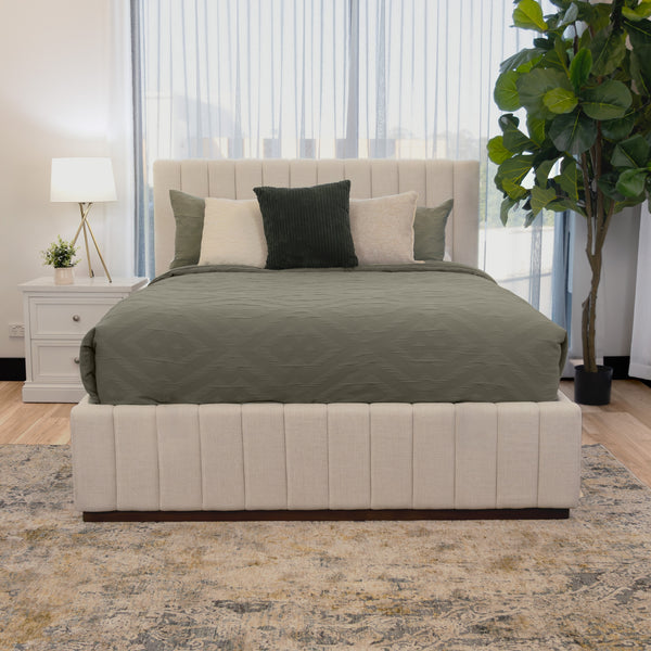 Collin Queen Bed Frame Gas Lift Storage Beige