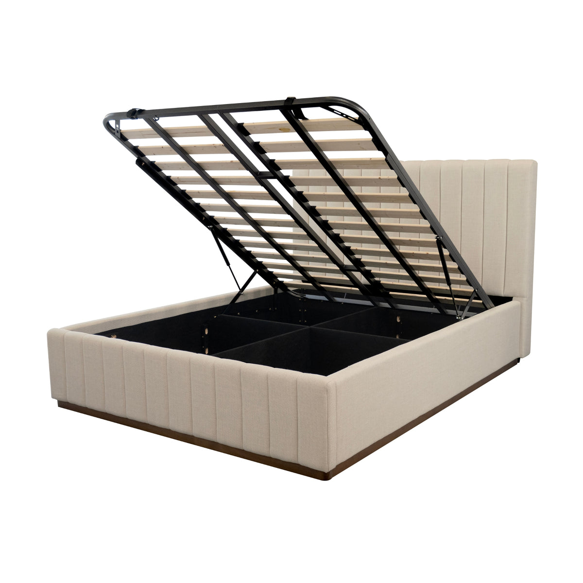 Collin Queen Bed Frame Gas Lift Storage Beige